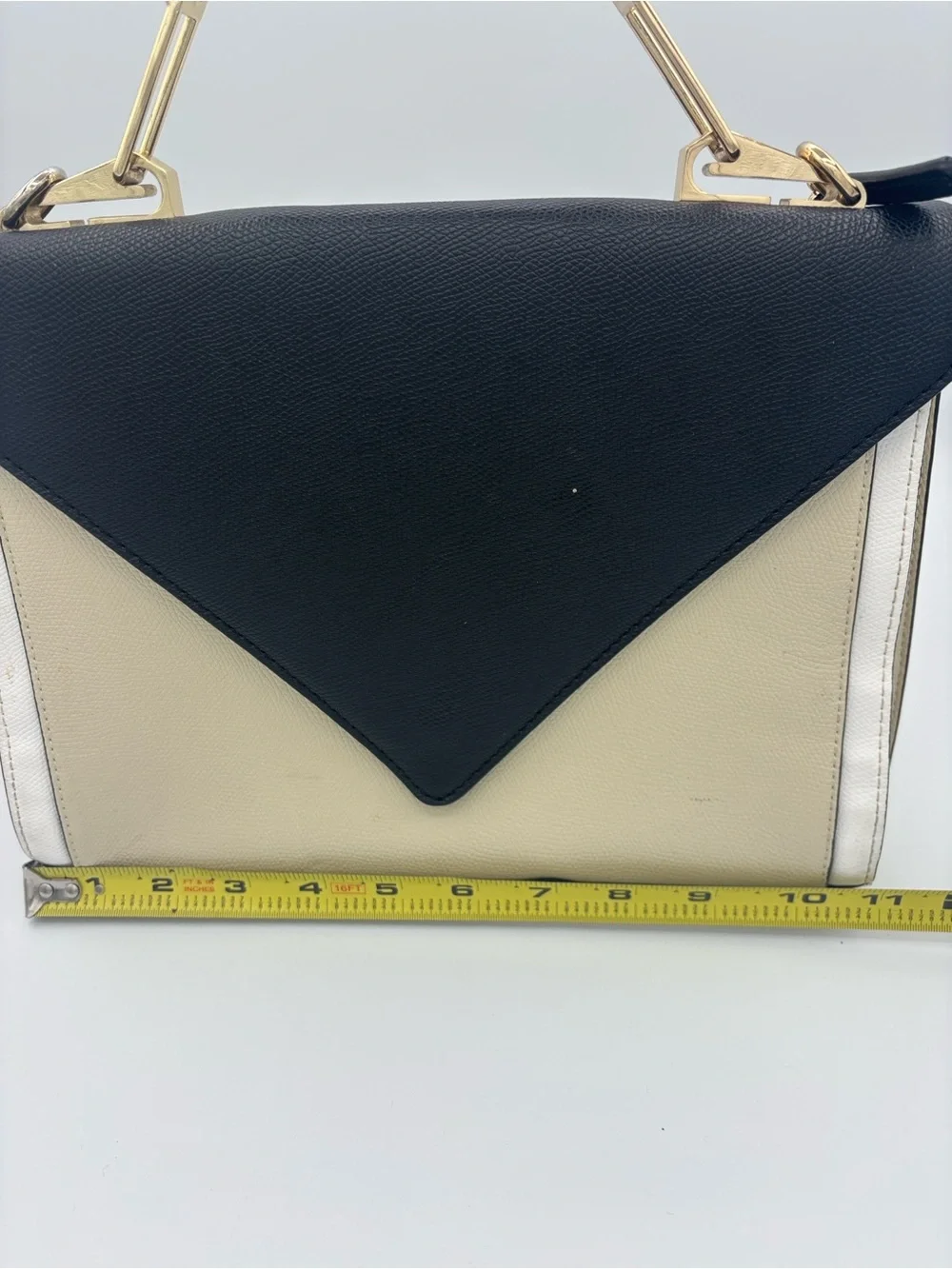 Zara Classic Top-Handle Satchel - Black & Cream (missing crossbody strap)